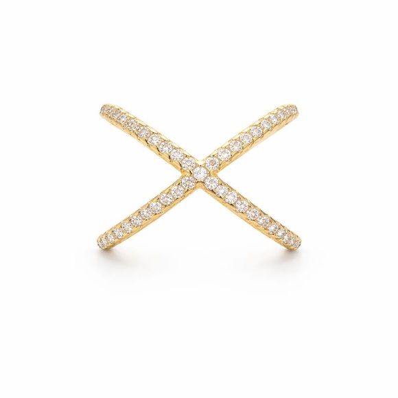 Venus and Vulcan Jewelry - S925 Gold Pavé X Ring
